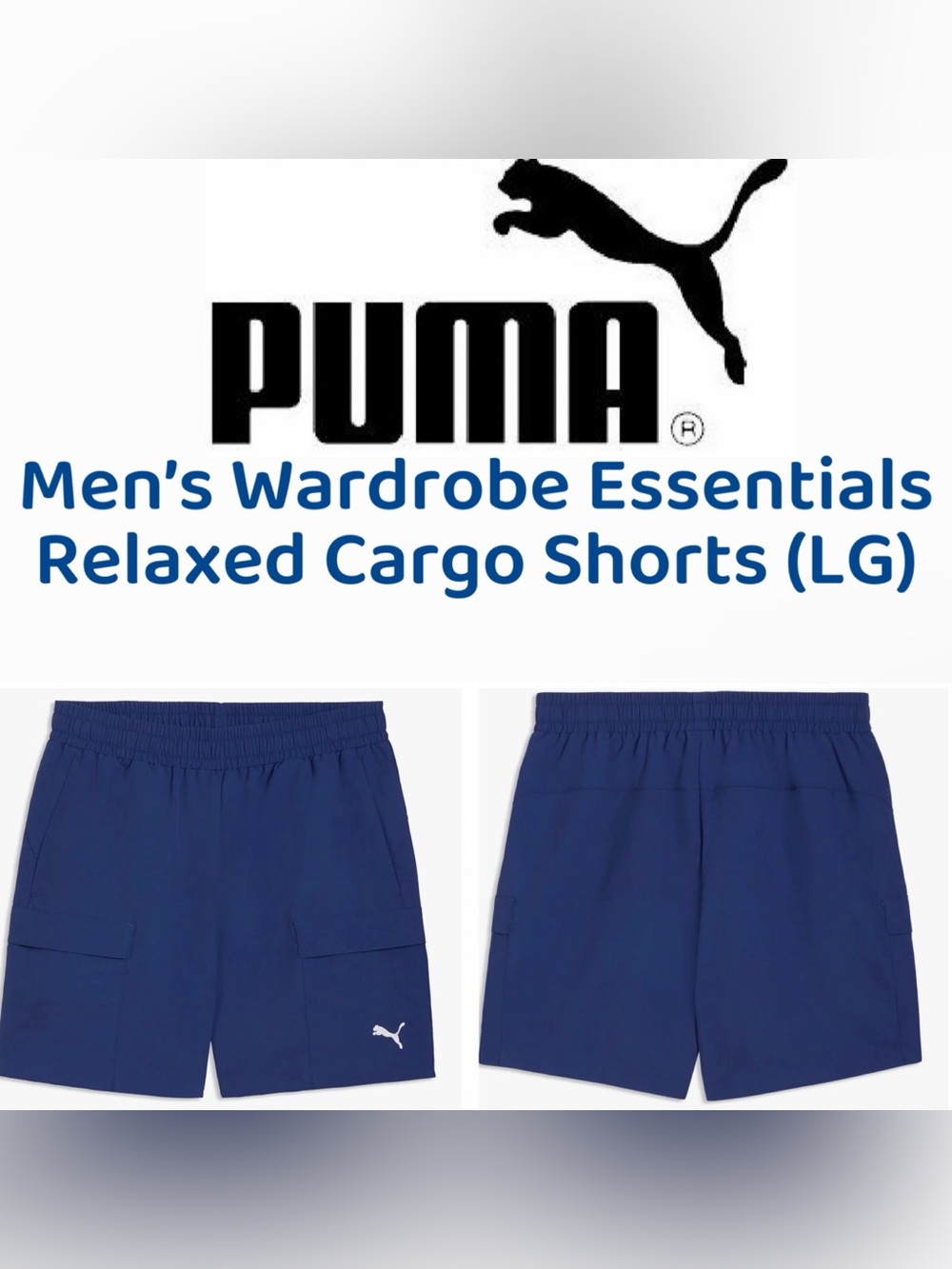Puma - Men’s Relaxed 6" Cargo Shorts (Navy Blue) Size LG - NWT